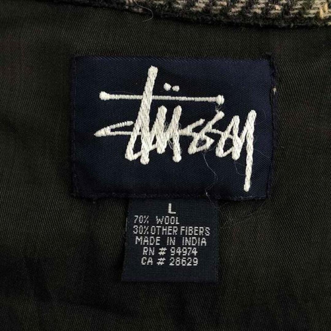 STUSSY(ステューシー)のSTUSSY / ステューシー | 1990s～ OLD / オールド 紺タグ ウール チェック シャツ ジャケット / 総裏地 | L | チャコールグレー | メンズ メンズのトップス(Tシャツ/カットソー(七分/長袖))の商品写真