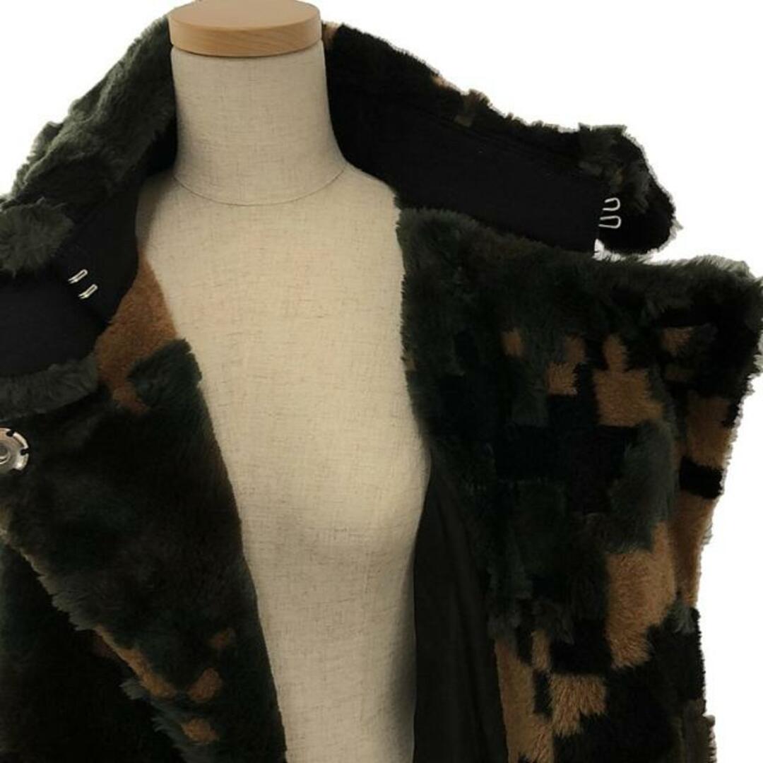 sacai(サカイ)の【美品】  sacai / サカイ | 異素材 ベルテッド ボア コート / 総裏地 | 1 | ブラック/ブラウン/グリーン系 | レディース レディースのジャケット/アウター(その他)の商品写真