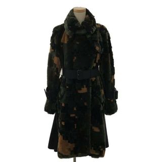 サカイ(sacai)の【美品】  sacai / サカイ | 異素材 ベルテッド ボア コート / 総裏地 | 1 | ブラック/ブラウン/グリーン系 | レディース(その他)