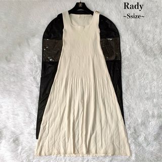 レディー(Rady)の【極美品】Rady パールボタン付きリブニットワンピース ノースリーブ Sサイズ(ロングワンピース/マキシワンピース)