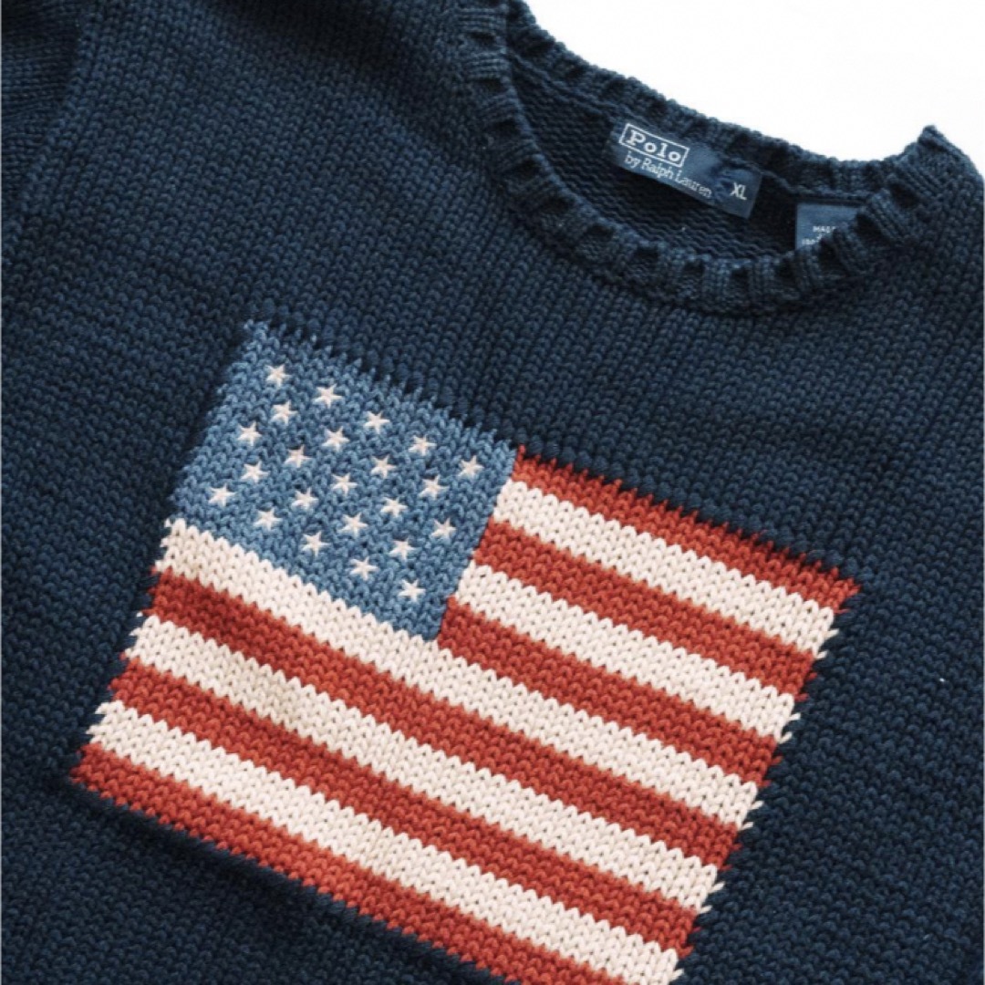 POLO RALPH LAUREN(ポロラルフローレン)のロバイラルフローレン 星条旗 コットン ニット XL メンズのトップス(ニット/セーター)の商品写真