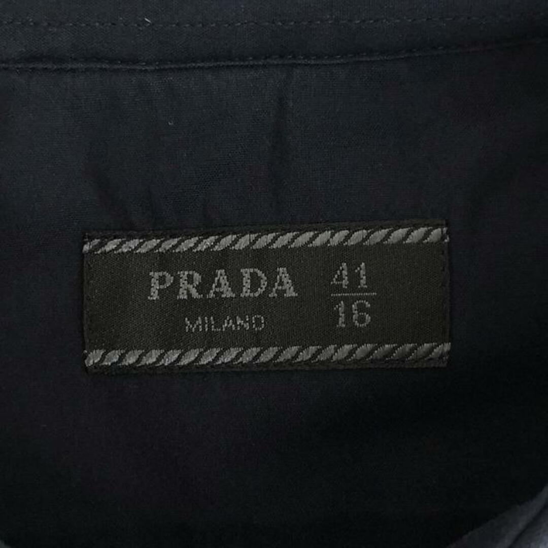 PRADA(プラダ)のPRADA / プラダ | コットンストレッチ ドレスシャツ | 41 / 16 | ネイビー | メンズ メンズのトップス(Tシャツ/カットソー(七分/長袖))の商品写真