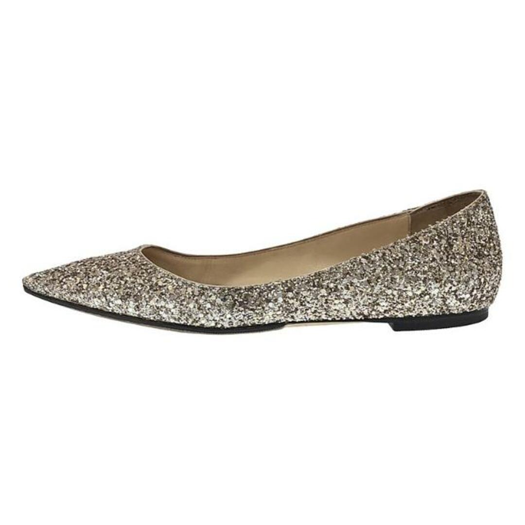 JIMMY CHOO(ジミーチュウ)のJIMMY CHOO / ジミーチュウ | ROMY FLAT グリッター ポインテッドトゥ フラットパンプス | 37 1/2 | シルバー系 | レディース レディースの靴/シューズ(ハイヒール/パンプス)の商品写真