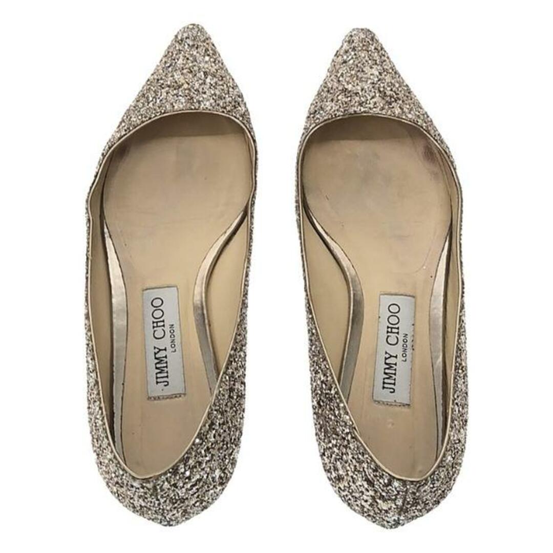 JIMMY CHOO(ジミーチュウ)のJIMMY CHOO / ジミーチュウ | ROMY FLAT グリッター ポインテッドトゥ フラットパンプス | 37 1/2 | シルバー系 | レディース レディースの靴/シューズ(ハイヒール/パンプス)の商品写真