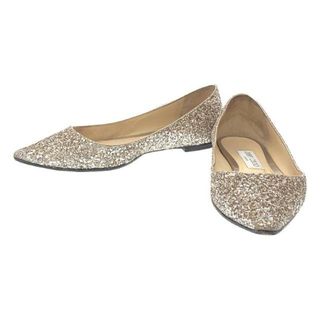 JIMMY CHOO - JIMMY CHOO / ジミーチュウ | ROMY FLAT グリッター ポインテッドトゥ フラットパンプス | 37 1/2 | シルバー系 | レディース