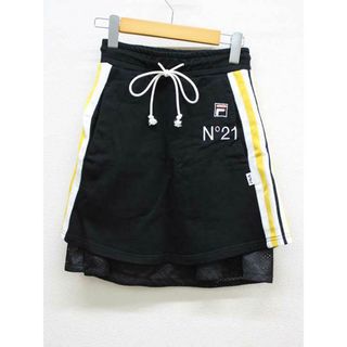 N°21 - 【春物 新入荷】‡N°21/ヌメロ ヴェントゥーノ‡レイヤードスカート/膝上丈 ブラック/黒 レディース XS【中古】春夏 713042