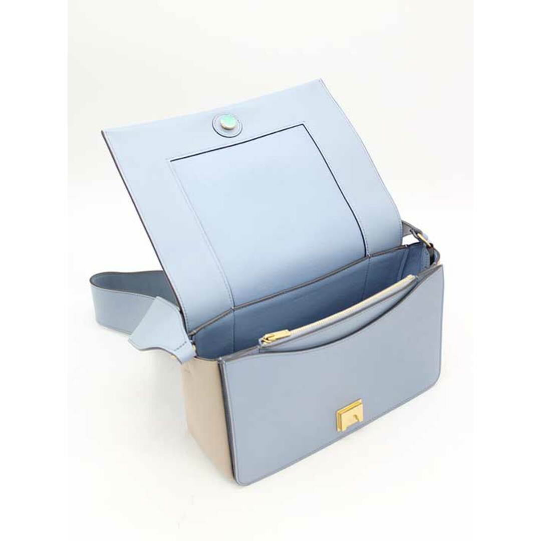 celine(セリーヌ)の【新入荷】◇CELINE/セリーヌ◇フレームショルダーバッグ/フラップ/レザー/W・AM・2189/180263AQO.06ML/BAG/鞄 ベージュ×ライトブルー レディース【中古】春夏秋冬 413042 レディースのバッグ(メッセンジャーバッグ)の商品写真