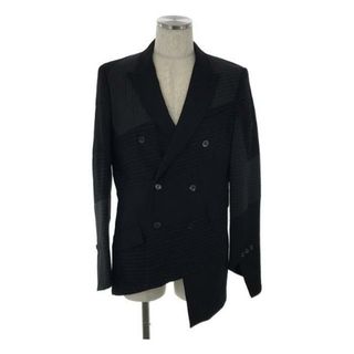 コムデギャルソンオムプリュス(COMME des GARCONS HOMME PLUS)の【美品】  COMME des GARCONS HOMME PLUS / コムデギャルソンオムプリュス | 2015AW | 変形 捻れ 螺旋 パッチワーク ダブルテーラード ジャケット / 総裏地 | M | ブラック | メンズ(その他)