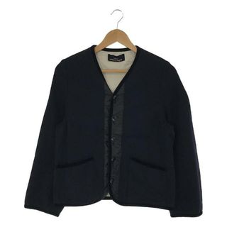 トリココムデギャルソン(tricot COMME des GARCONS)のtricot COMME des GARCONS / トリココムデギャルソン | 2017AW | ウール 異素材切替 ベロアパイピング Vネックジャケット | M | ネイビー | レディース(その他)