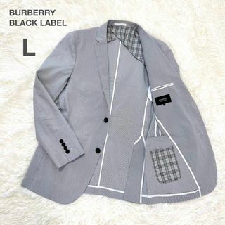 BURBERRY BLACK LABEL - 美品 バーバリー テーラードジャケット ノバチェック シアサッカー ホワイト L