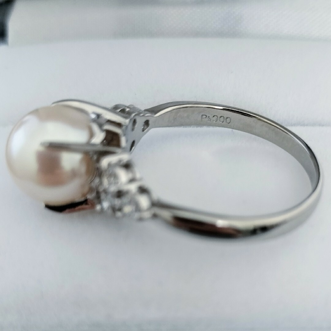 ダイヤモンド×パール あこや真珠 リング Pt900 9.0mm 0.43ct レディースのアクセサリー(リング(指輪))の商品写真