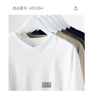 ユニクロ(UNIQLO)のUNIQLO  メンズ　白　紺　リラックスフィットVネックTシャツ　L  未使用(Tシャツ/カットソー(半袖/袖なし))