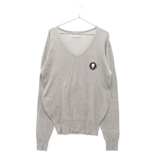 NUMBER (N)INE - NUMBER (N)INE ナンバーナイン 01SS タイム期 ドクロパッチ Vネック コットンニット リブ長袖セーター グレー