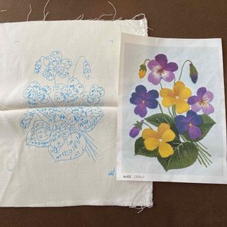 すみれ花柄 刺繍布 リリアン刺繍 型紙(型紙/パターン)