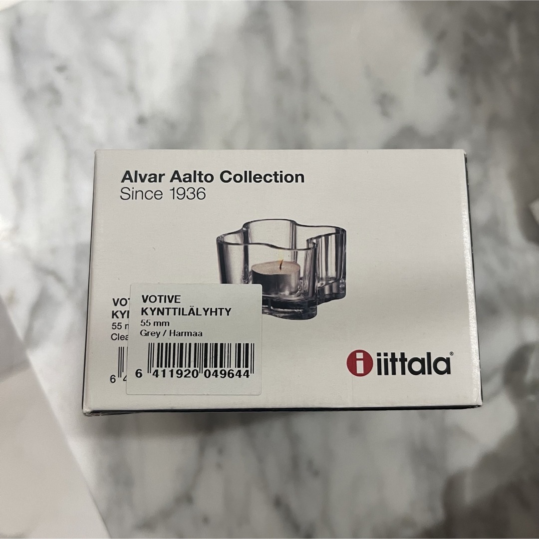 iittala(イッタラ)の箱付き iittala イッタラ アアルト キャンドルホルダー グレー　55mm ハンドメイドのインテリア/家具(アロマ/キャンドル)の商品写真