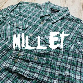 ミレー(MILLET)の【MILLET】ミレー チェックシャツ 長袖シャツ XSサイズ グリーンチェック(シャツ)