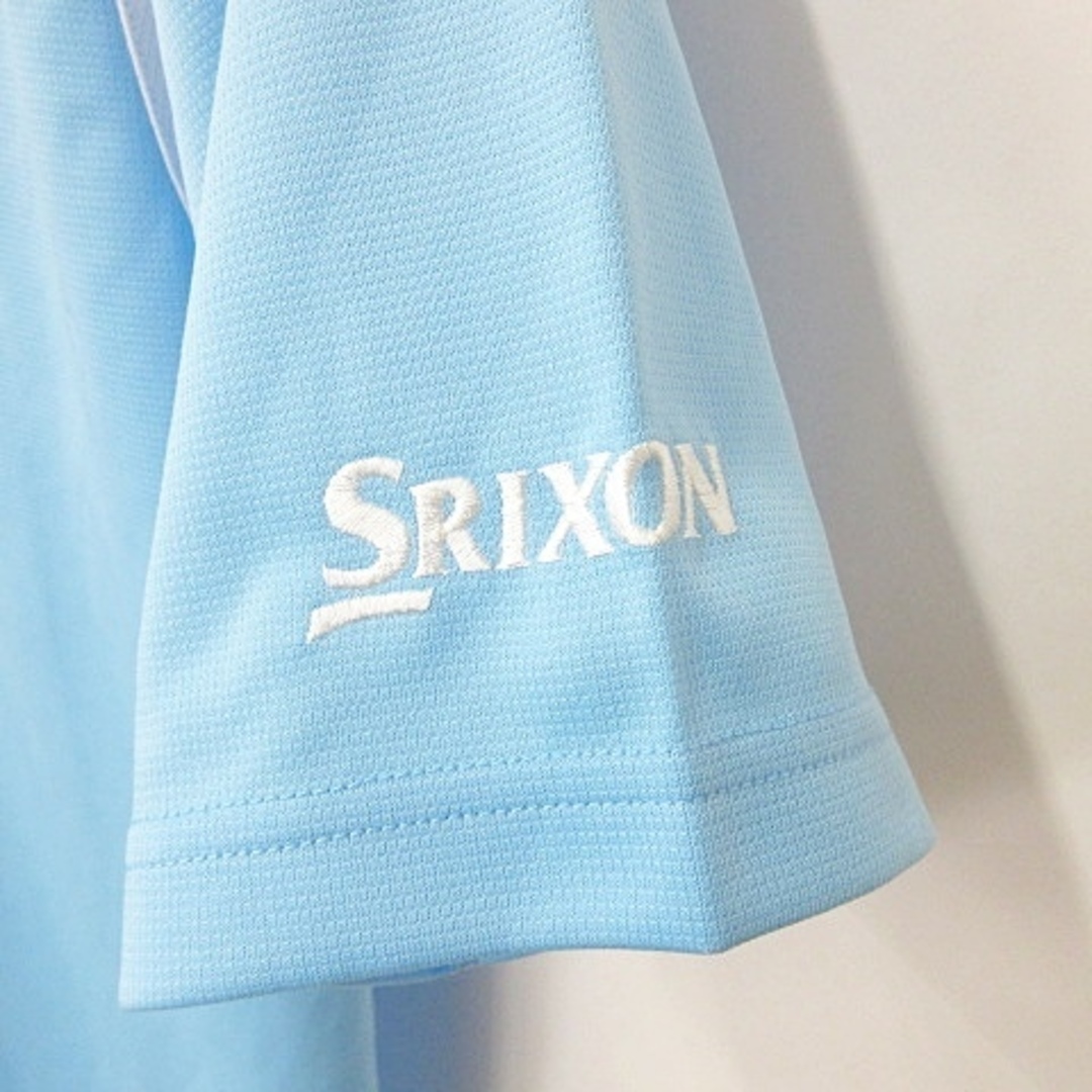 Srixon(スリクソン)のスリクソン ゴルフ シャツ 半袖 ハーフジップ ハイネック ブルー ホワイト M スポーツ/アウトドアのゴルフ(ウエア)の商品写真
