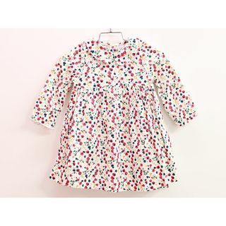 プチバトー(PETIT BATEAU)の【春物 新入荷!】▲プチバトー/PETIT BATEAU▲81cm(18m) 長袖ワンピース 白×赤系花柄【中古】子供服 キッズ kids ベビー服 baby 女の子 春 onepi 603042(ワンピース)