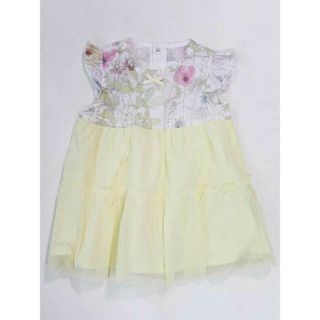 ☆ベベ/bebe☆70-80cm 半袖ワンピース 黄色 リバティ 【中古】子供服 キッズ kids ベビー服 baby 女の子 夏 036032 onepi(ワンピース)