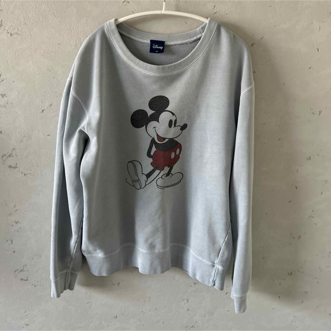 Disney(ディズニー)のミッキー　古着　スウェット　トレーナー　水色　M レディースのトップス(トレーナー/スウェット)の商品写真