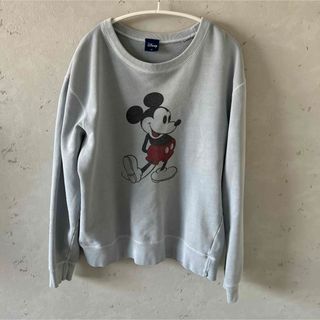 ディズニー(Disney)のミッキー　古着　スウェット　トレーナー　水色　M(トレーナー/スウェット)