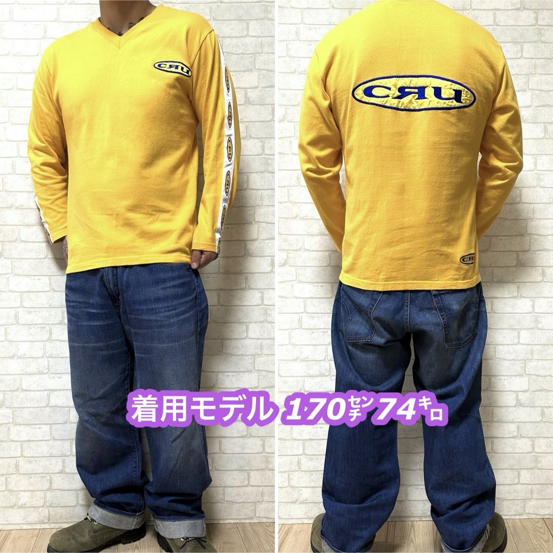 CRU(クルー)のCRU クルー 刺繍ロゴ サイドライン Vネック ロングスリーブTシャツ ロンT メンズのトップス(Tシャツ/カットソー(七分/長袖))の商品写真