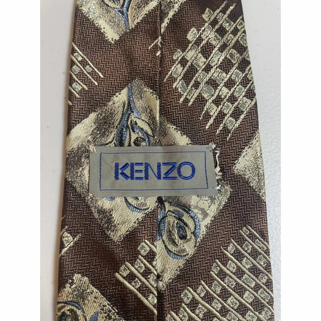 KENZO(ケンゾー)のKENZO　【総柄　ブラウン】 USED オールド ネクタイ 古着 メンズのファッション小物(ネクタイ)の商品写真