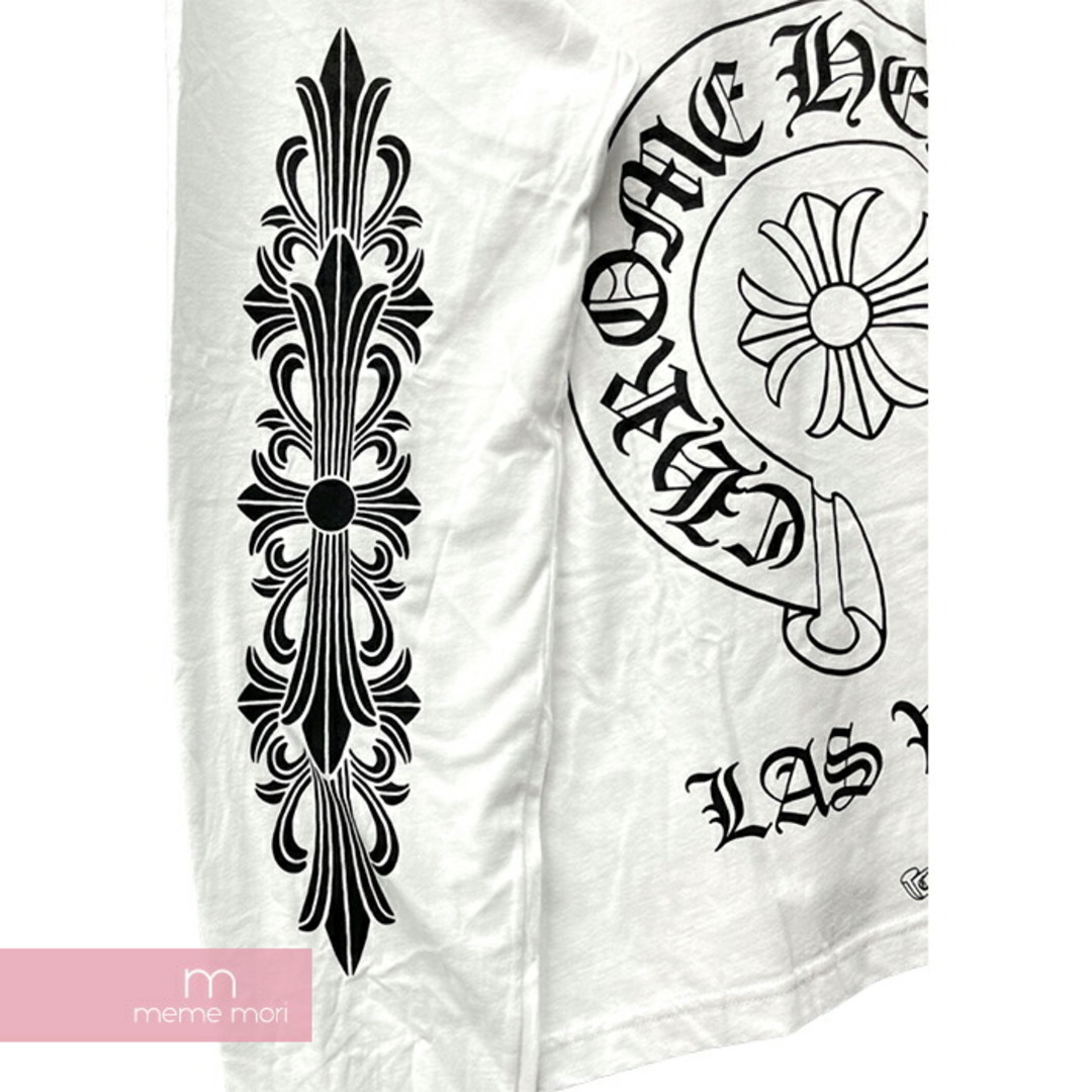 Chrome Hearts(クロムハーツ)のCHROME HEARTS Las Vegas Horseshoe L/S Tee クロムハーツ ラスベガス限定ロングスリーブホースシューTシャツ 長袖カットソー ロンT 袖フローラルプリント ホワイト サイズXXL【240319】【新古品】【me04】 メンズのトップス(Tシャツ/カットソー(半袖/袖なし))の商品写真