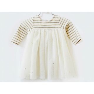 プチバトー(PETIT BATEAU)の【春物 新入荷!】[プチバトー/PETIT BATEAU]67cm 長袖ワンピース 白×ゴールド【中古】子供服 キッズ kids ベビー服 baby 女の子 春秋 onepi 213042(ワンピース)