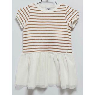 プチバトー(PETIT BATEAU)の‡プチバトー/PETIT BATEAU‡81cm 半袖ワンピース 白×ゴールド ボーダー【中古】子供服 キッズ kids ベビー服 baby 女の子 夏 716022 onepi(ワンピース)