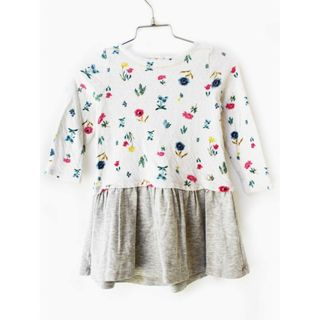 プチバトー(PETIT BATEAU)の【春物 新入荷!】[プチバトー/PETIT BATEAU]86cm 長袖ワンピース グレー【中古】子供服 キッズ kids ベビー服 baby 女の子 春秋 onepi 213042(ワンピース)