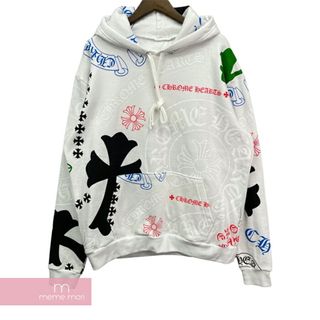 クロムハーツ(Chrome Hearts)のCHROME HEARTS Stencil Hoodie クロムハーツ ステンシルフーディ プルオーバーパーカー 総柄ロゴプリント ホワイト×マルチカラー サイズXL【240319】【新古品】【me04】(パーカー)