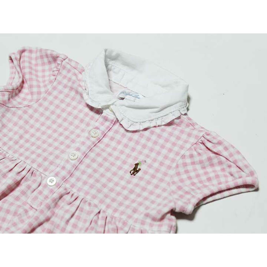 Ralph Lauren(ラルフローレン)の‡ラルフローレン/Ralph Lauren‡70cm 半袖ワンピース 白×ピンク【中古】子供服 キッズ kids ベビー服 baby 女の子 夏 616032 onepi キッズ/ベビー/マタニティのベビー服(~85cm)(ワンピース)の商品写真