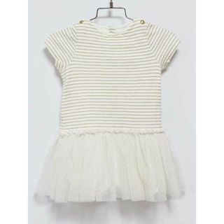 プチバトー(PETIT BATEAU)の‡プチバトー/PETIT BATEAU‡81cm 半袖ワンピース 白×ゴールド ボーダー【中古】子供服 キッズ kids ベビー服 baby 女の子 夏 716022 onepi(ワンピース)