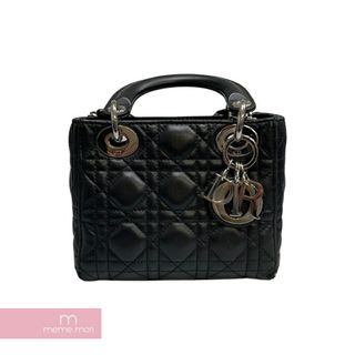 ディオール(Dior)のDior Canage Mini Lady Dior 2Way Shoulder Bag ディオール カナージュ ミニ レディディオール 2way ショルダーバッグ レザーバッグ 鞄 チェーンバッグ シルバーチャーム ラムスキン ブラック×シルバー 【240319】【中古-A】【me04】(ハンドバッグ)