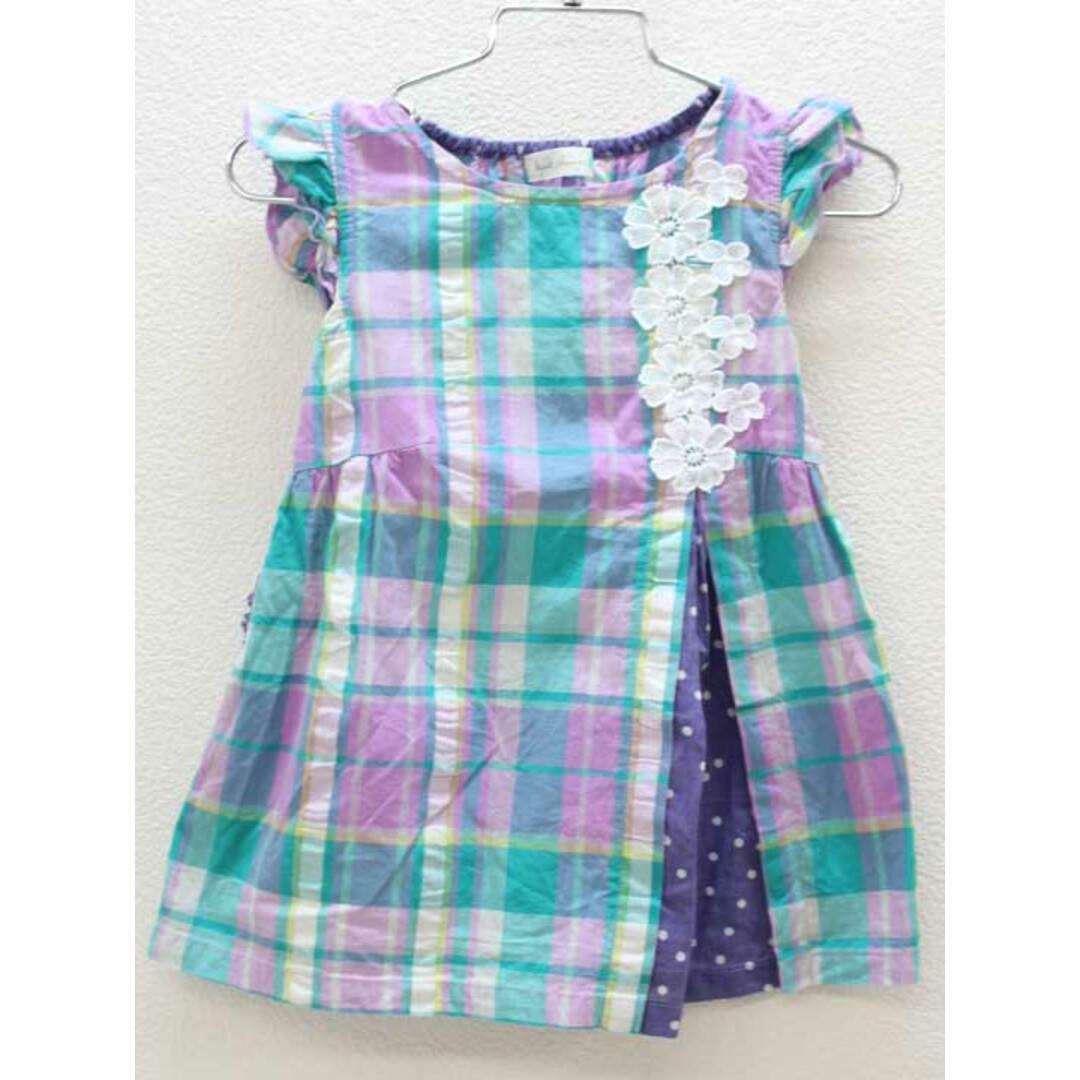 KP(ニットプランナー)の▽ニットプランナー/KP▽90cm 半袖ワンピース 紫×グリーン系【中古】子供服 キッズ kids ベビー服 baby 女の子 夏 906032 onepi キッズ/ベビー/マタニティのベビー服(~85cm)(ワンピース)の商品写真