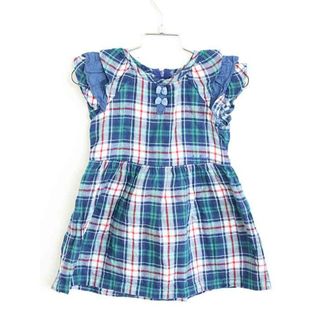 ミキハウス(mikihouse)の†ミキハウス/MIKIHOUSE†90cm 半袖ワンピース 紺×白【中古】子供服 キッズ kids ベビー服 baby 女の子 夏 824032 onepi(ワンピース)