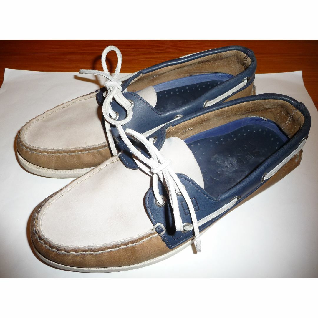 SPERRY TOP-SIDER(スペリートップサイダー)の美品 スペリートップサイダー デッキシューズ 白/NAVY/ベージュ 9M メンズの靴/シューズ(デッキシューズ)の商品写真