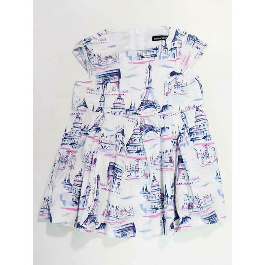 ☆ベベ/BeBe☆90cm 半袖ワンピース 白×ブルー 【中古】子供服 キッズ kids ベビー服 baby 女の子 夏 036032 onepi キッズ/ベビー/マタニティのベビー服(~85cm)(ワンピース)の商品写真