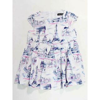 ☆ベベ/BeBe☆90cm 半袖ワンピース 白×ブルー 【中古】子供服 キッズ kids ベビー服 baby 女の子 夏 036032 onepi(ワンピース)