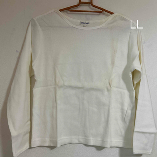 大きいサイズ  ボートネック  Tシャツ  ホワイト (Tシャツ(長袖/七分))