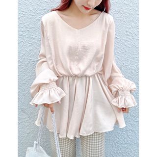 フーズフーチコ(who's who Chico)のジュメロ　jumelle lily blouse beige(チュニック)