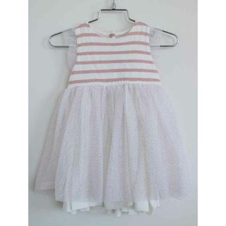 プチバトー(PETIT BATEAU)の†プチバトー/PETIT BATEAU†74cm(12m) 半袖ワンピース  白×ピンク×ゴールド【中古】子供服 キッズ kids ベビー服 baby 女の子 夏 206032 onepi(ワンピース)