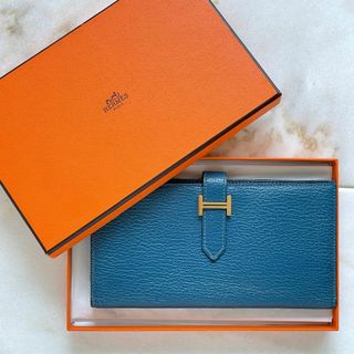 エルメス(Hermes)のHERMES エルメス ベアンスフレ シェブルミゾル ブルー 長財布 □Q刻印(財布)