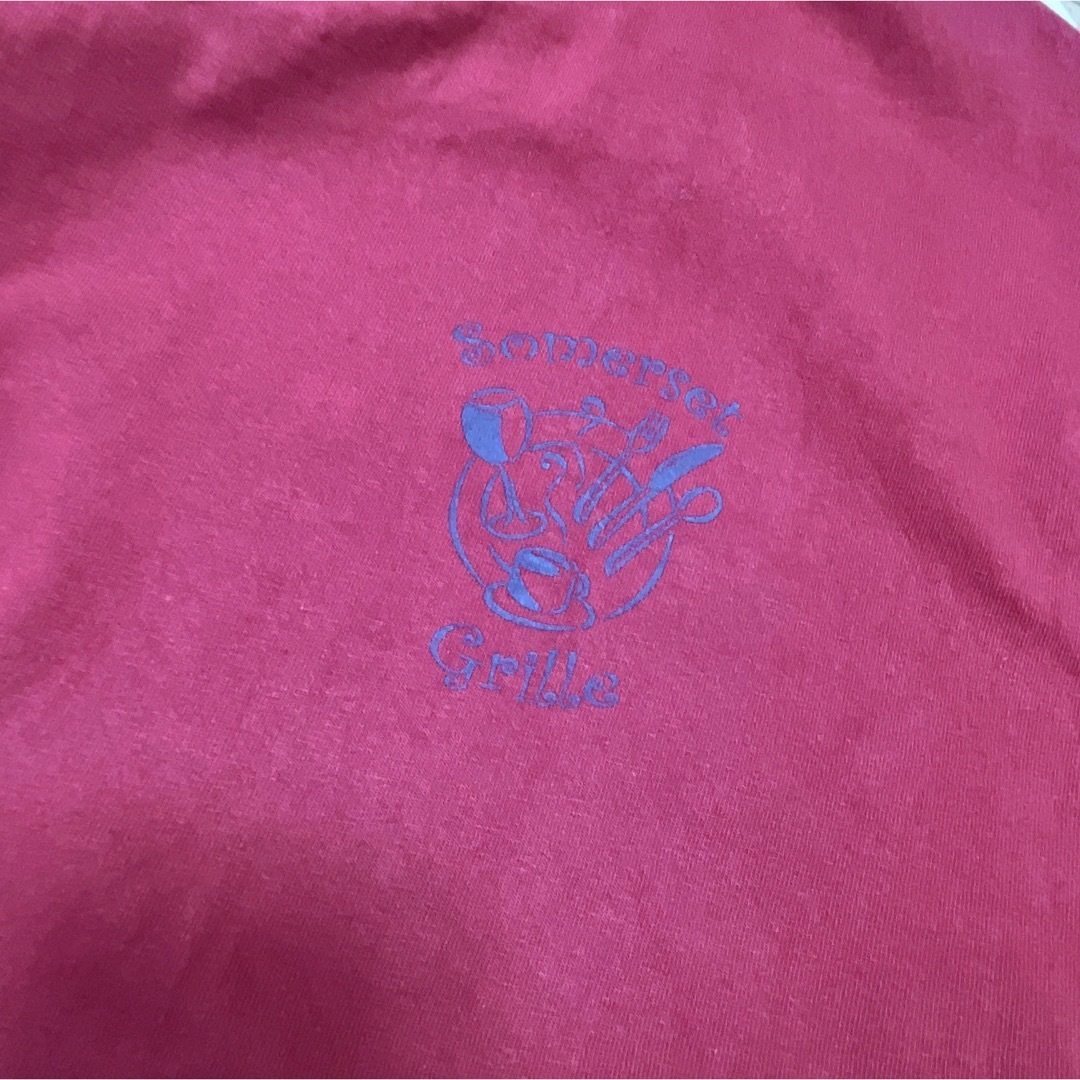 Hanes(ヘインズ)のHanes　Tシャツ　M　ワインレッド　ボルドー　プリント　企業ロゴ　USA古着 メンズのトップス(Tシャツ/カットソー(半袖/袖なし))の商品写真