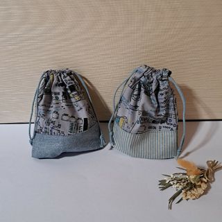 ハンドメイド　コップ袋　２個セット　男の子　入園　入学　巾着(外出用品)