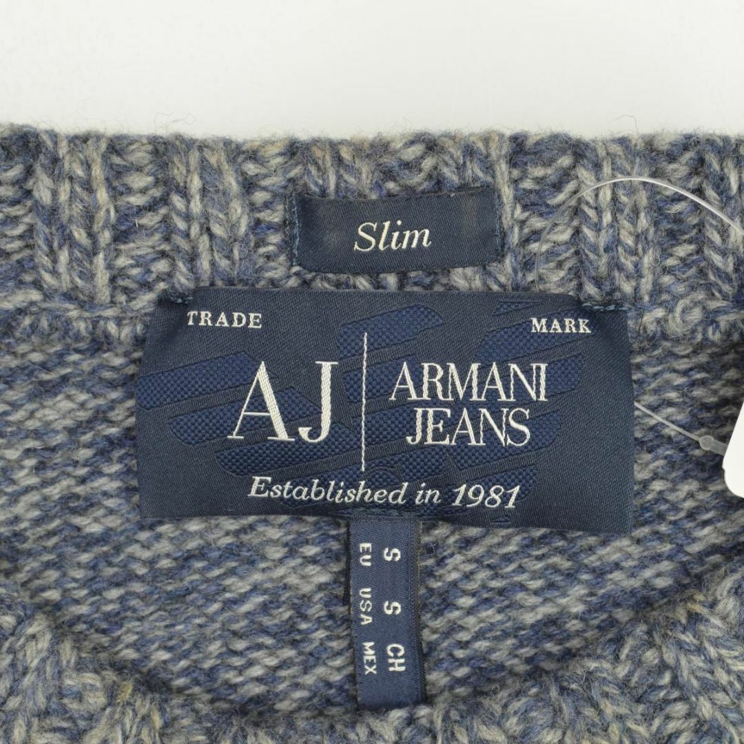 ARMANI JEANS(アルマーニジーンズ)の【ARMANIJEANS】W22TE SLIM インディゴリブ長袖ニットセーター メンズのトップス(ニット/セーター)の商品写真