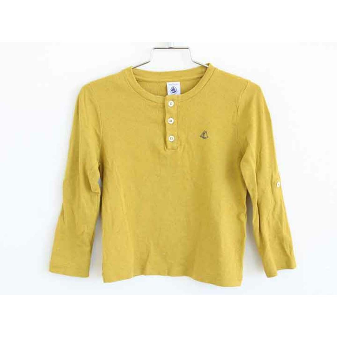 PETIT BATEAU(プチバトー)の【春物 新入荷】†プチバトー/PETIT BATEAU†104cm(4ans) 長袖Tシャツ/長袖カットソー/ロンT 黄土色 袖2way 麻混【中古】子供服 キッズ kids 男の子 女の子 春秋 tops 513042 キッズ/ベビー/マタニティのキッズ服女の子用(90cm~)(Tシャツ/カットソー)の商品写真