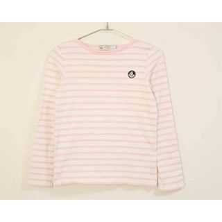 プチバトー(PETIT BATEAU)の【春物 新入荷!】〓プチバトー/PETIT BATEAU〓140cm  長袖Tシャツ/長袖カットソー/ロンT 白×ピンク 【中古】 子供服 キッズ kids ジュニア 女の子  春秋 tops  213042(Tシャツ/カットソー)