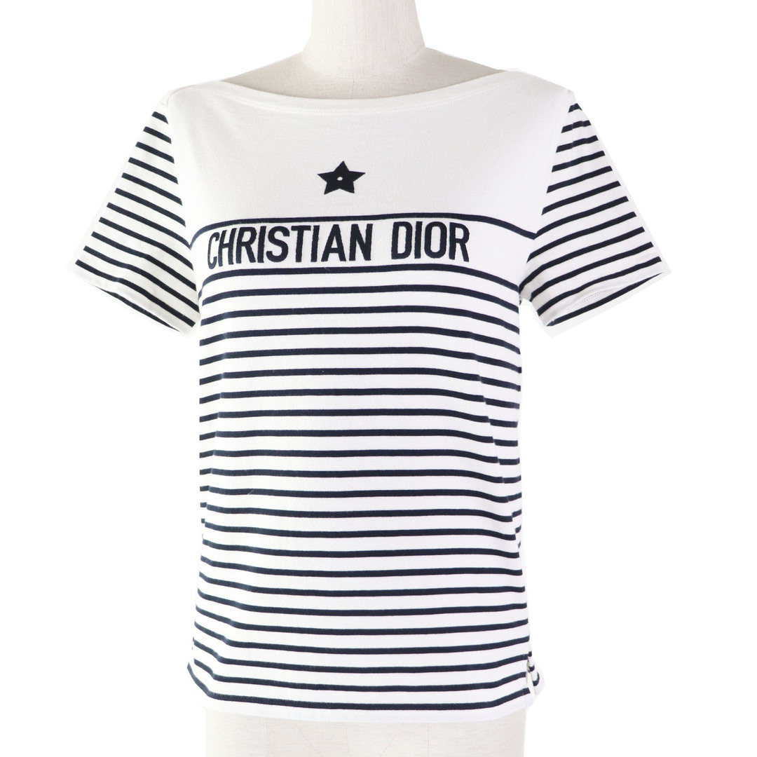 Christian Dior(クリスチャンディオール)の美品◎Christian Dior クリスチャンディオール 22年製 243T31A4085 DIORIVIERA 半袖Ｔシャツ ホワイト ダークネイビー M イタリア製 正規品 レディース レディースのトップス(Tシャツ(半袖/袖なし))の商品写真